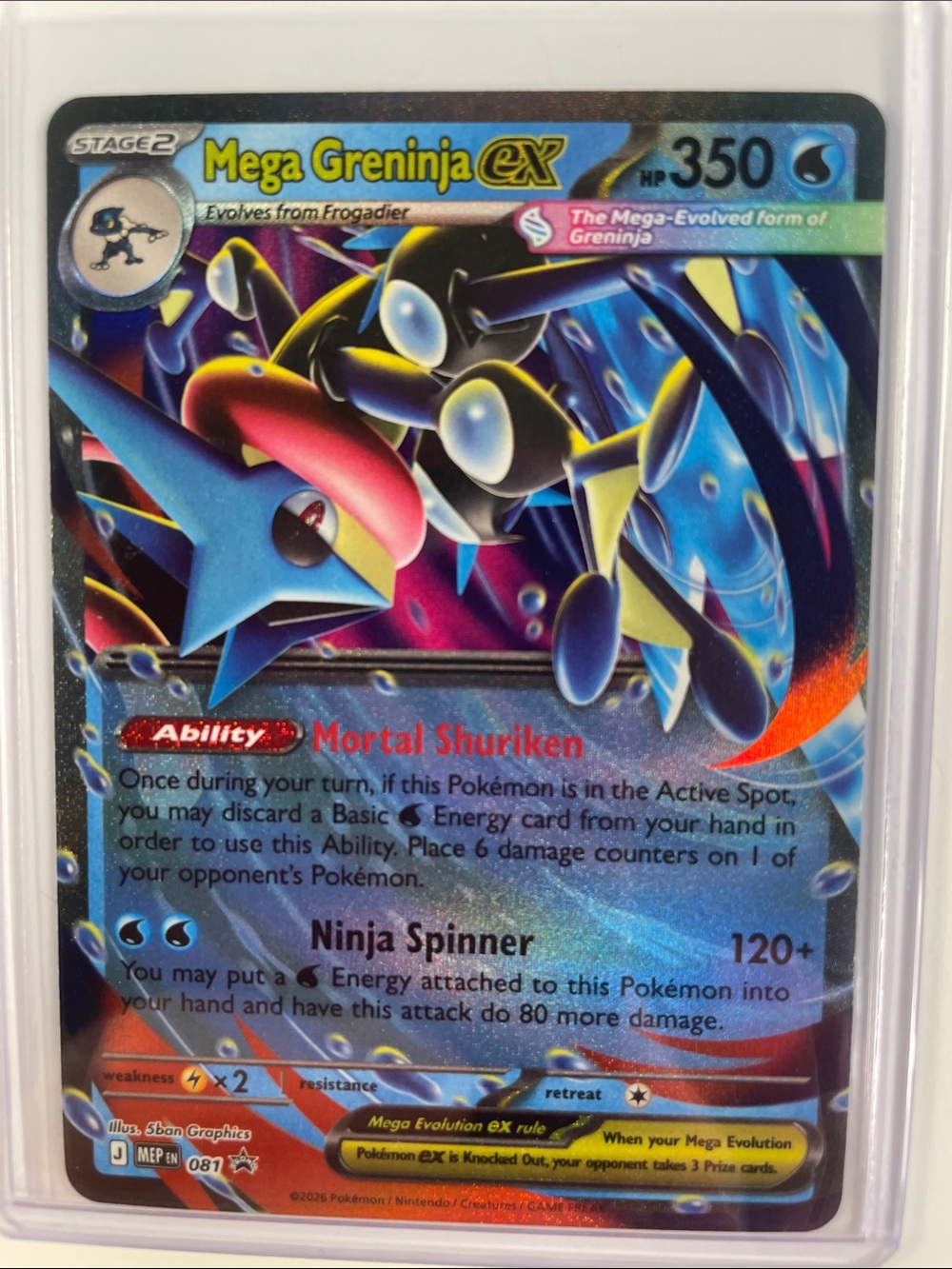 Pokemon Mega Greninja EX Card - Blue/Black/Yellow/Pink